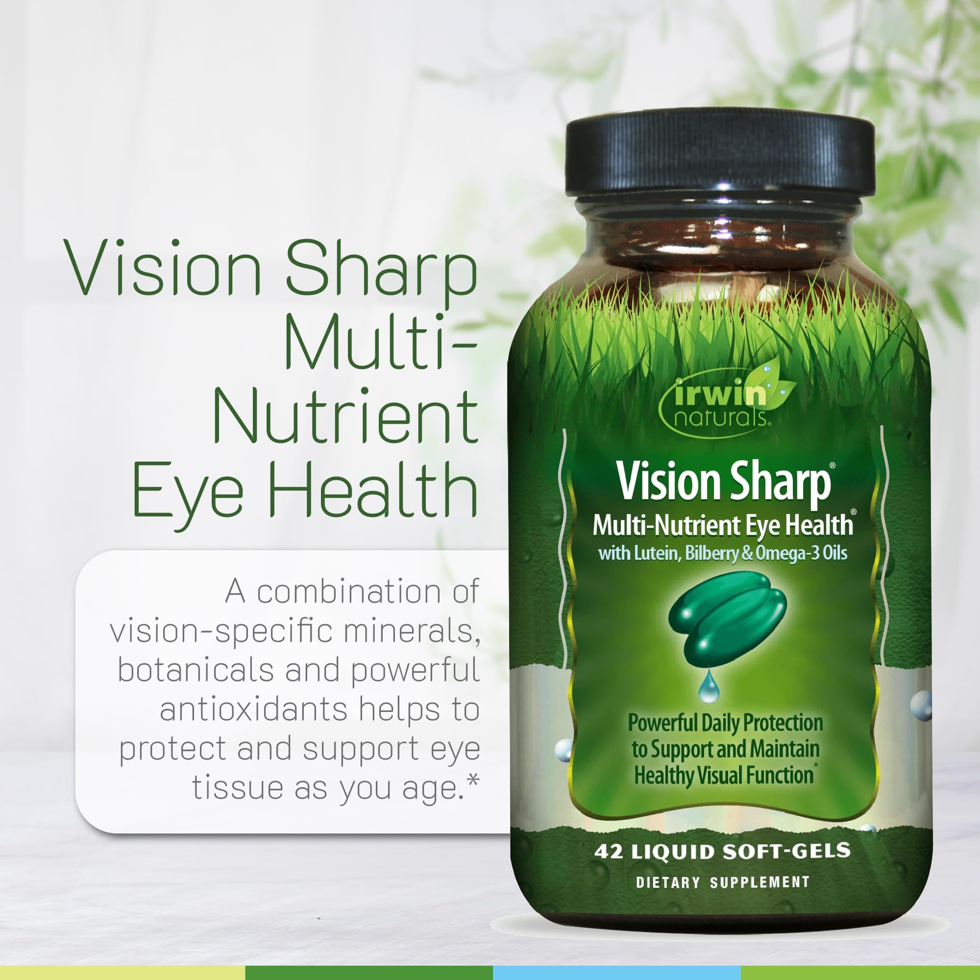 Omega-3 softgels from Vision Sharp suggest whole-body and eye wellness.