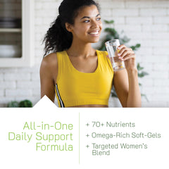 Irwin Naturals Women's Living Green Multi cranberry imagery reflects berry-rich nutrition for everyday wellness