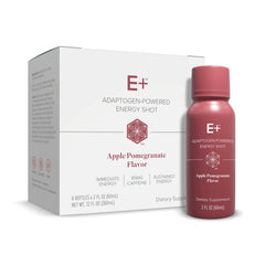 Isagenix E+ Apple Pomegranate bottle showing natural caffeine for steady energy.