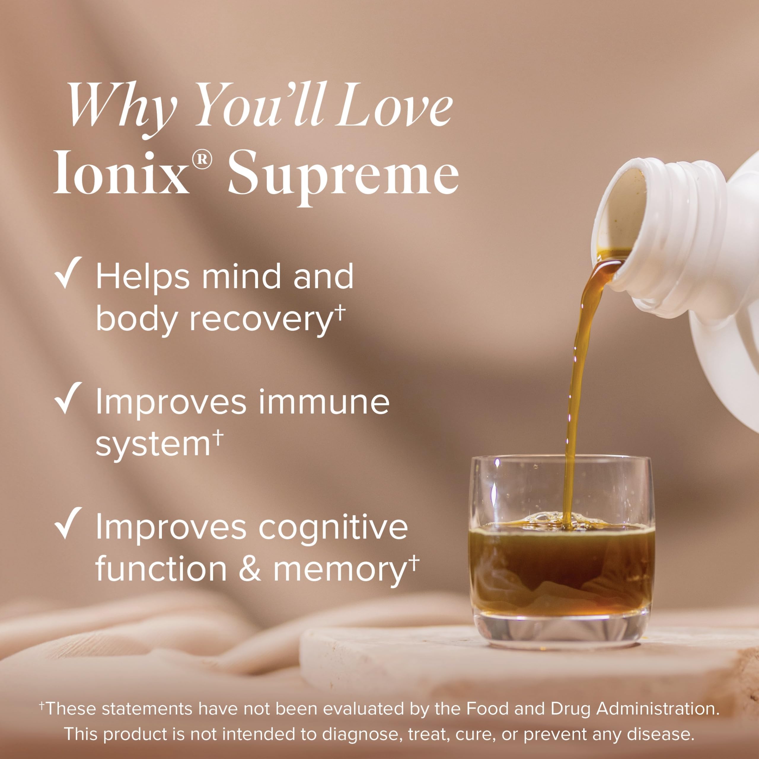 Natural fruit flavor Ionix Supreme bottle on a kitchen counter for a convenient daily ritual.