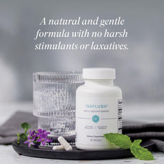 Isagenix IsaFlush bottle pour illustrating a simple bedtime routine.