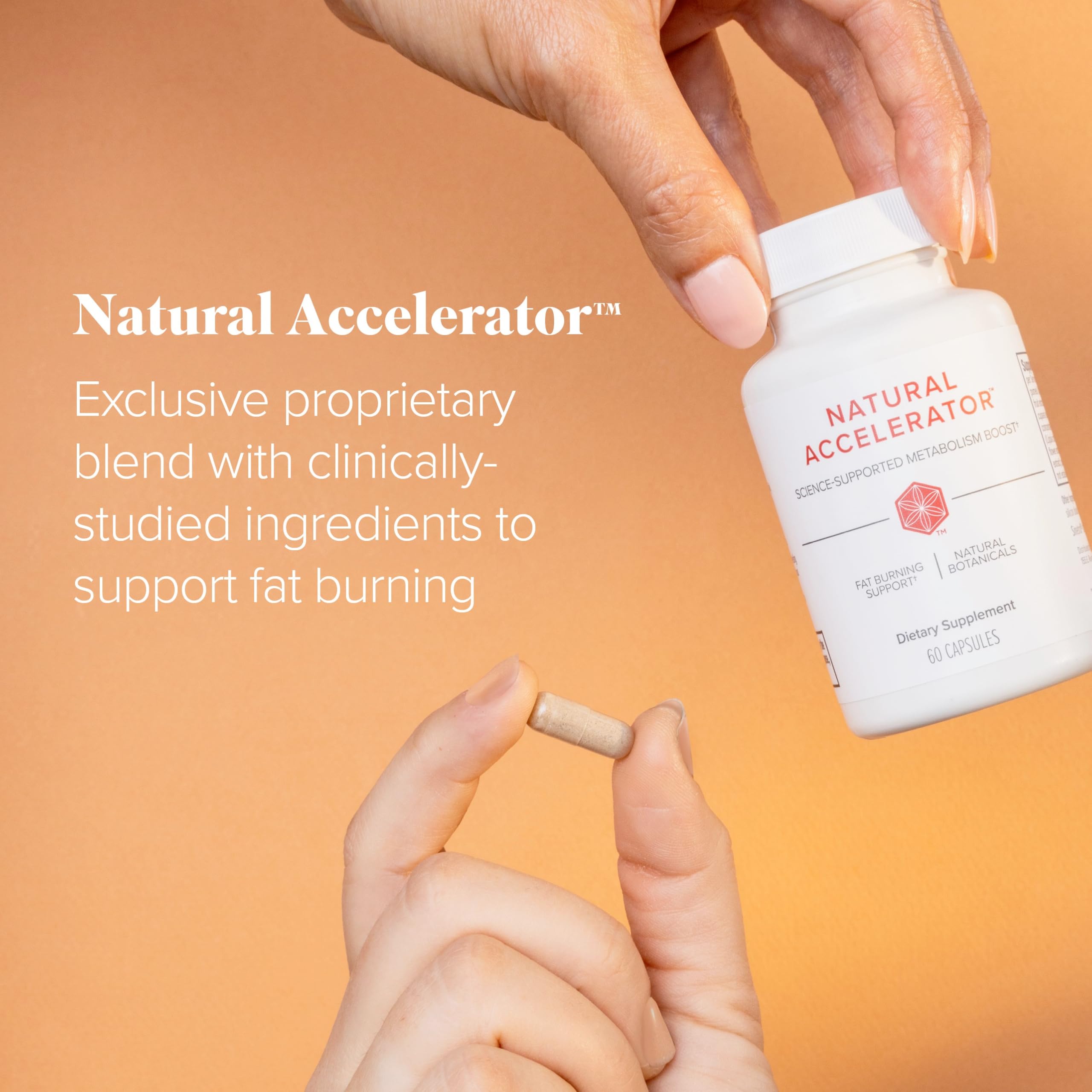 Isagenix Natural Accelerator bottle features guarana for natural caffeine lift in daily routine.