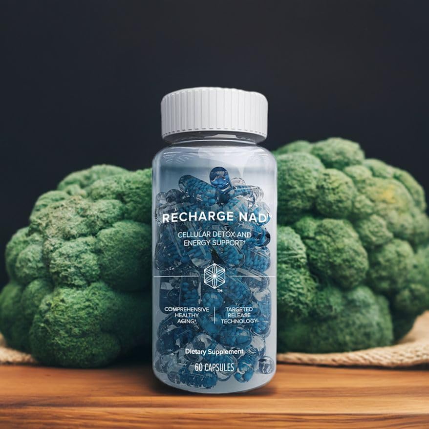 Isagenix Recharge NAD beadlets close-up highlighting advanced capsule technology