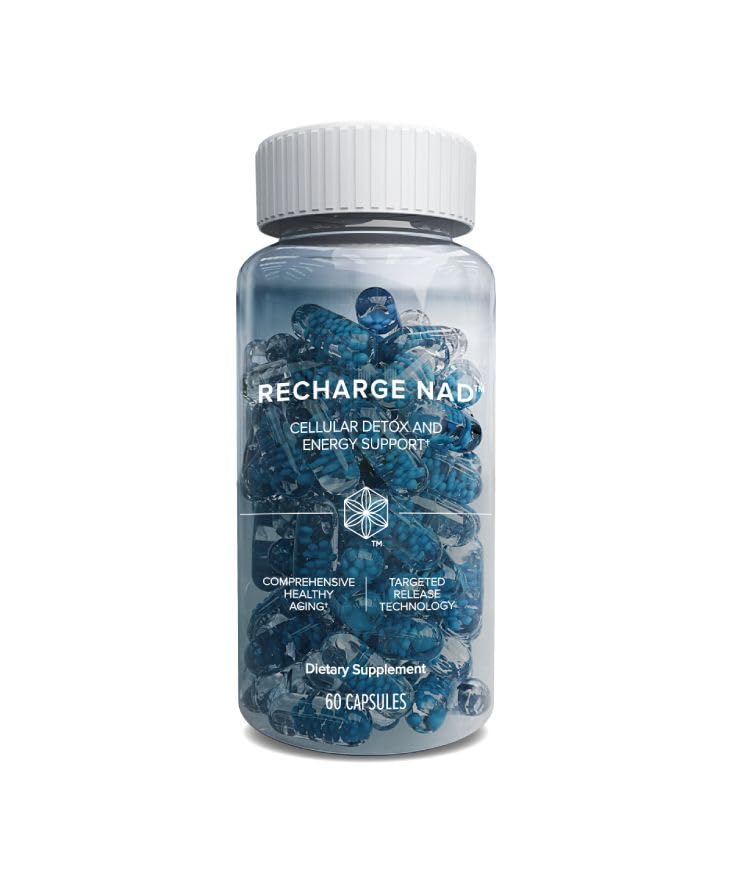 Isagenix Recharge NAD bottle front view showing compact packaging for daily energy support