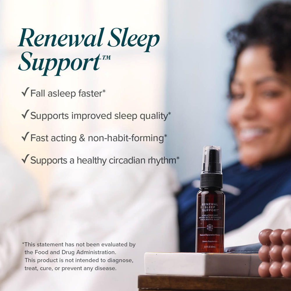 Isagenix Renewal Sleep Support bottle cap highlighting easy dispensing at bedtime.
