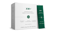 Isagenix XM+ green tea energy formula in sachet for steady daily focus