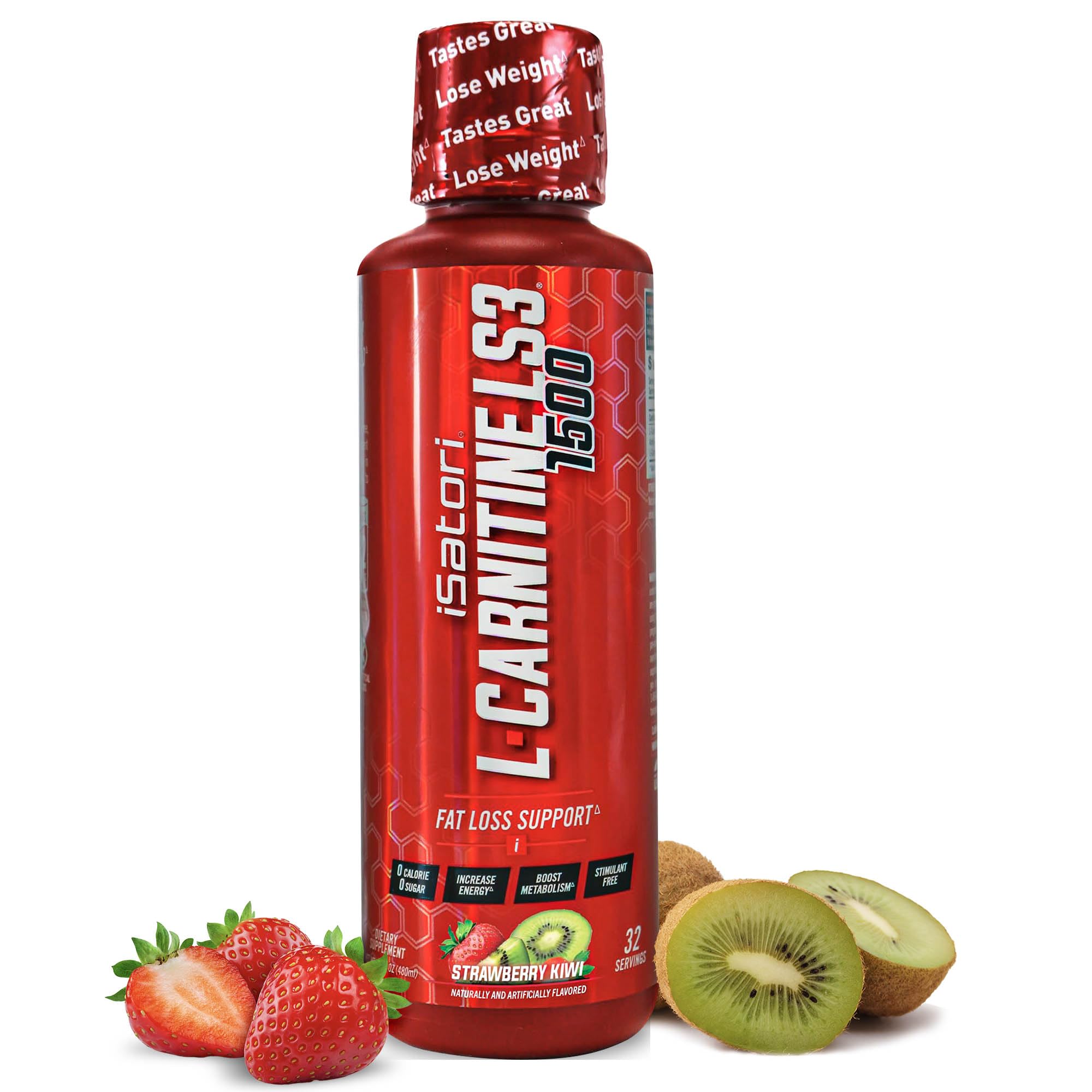 iSatori L-Carnitine LS3 1500 bottle front view for steady, stimulant-free energy during workouts.
