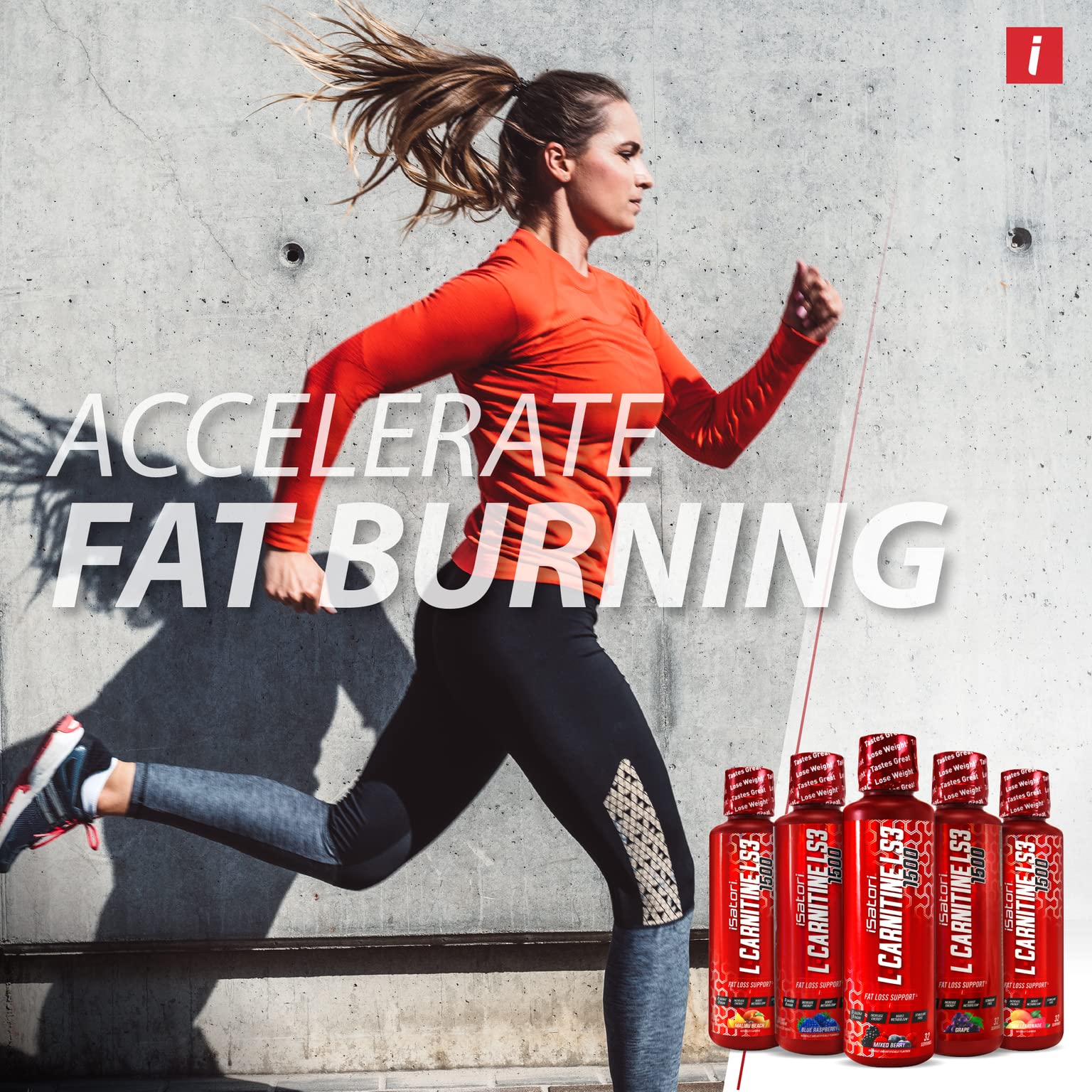 isatori L-Carnitine LS3 grape glass ready for a tasty, low-calorie boost.