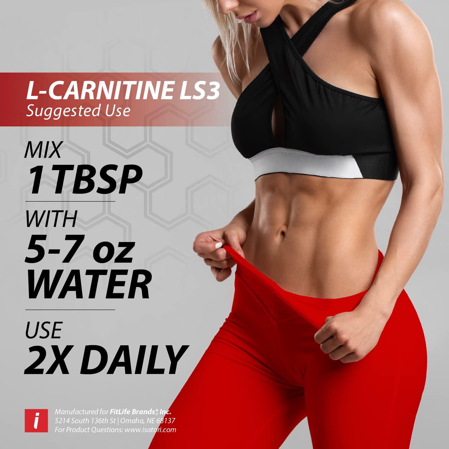 isatori L-Carnitine LS3 at gym setup suggesting workout-ready energy.