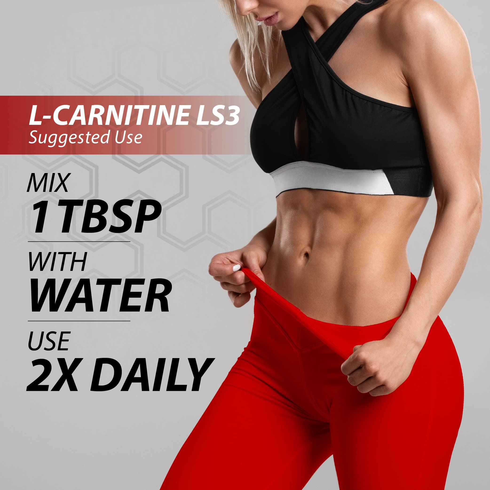 iSatori L-Carnitine LS3 nutrition panel highlights keto-friendly, gluten-free, sugar-free features.