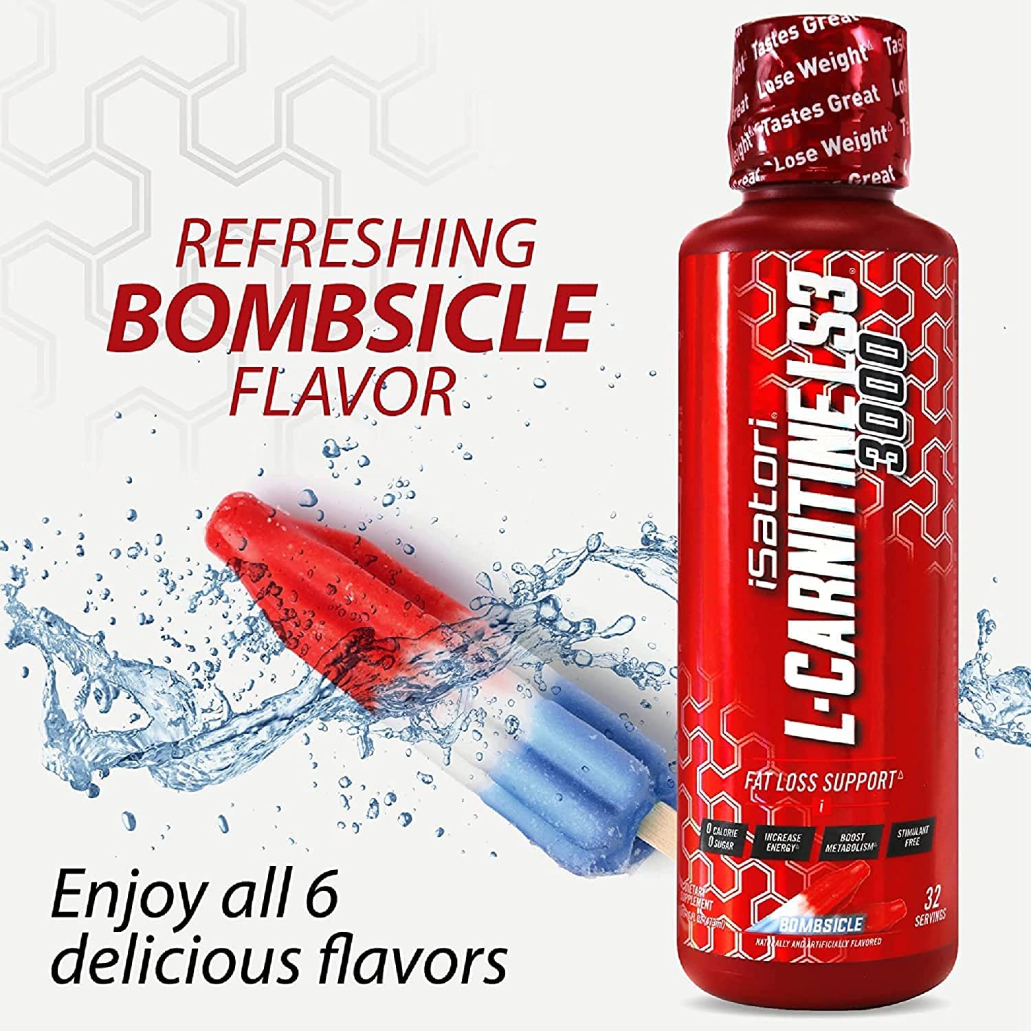 iSatori L-Carnitine LS3 packaging display for store-ready presentation