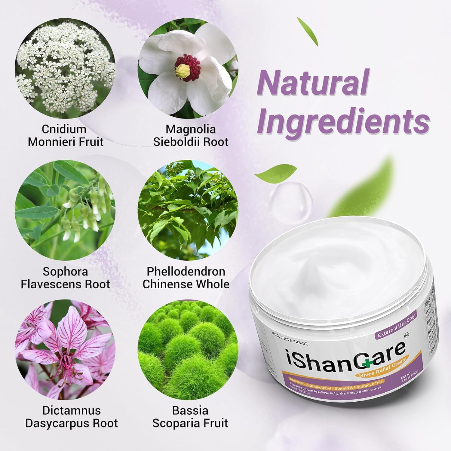 iShanCare Urticaria Cream application on arm demonstrates easy use.