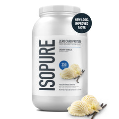 Isopure Creamy Vanilla protein shake in glass, ideal for quick meals.