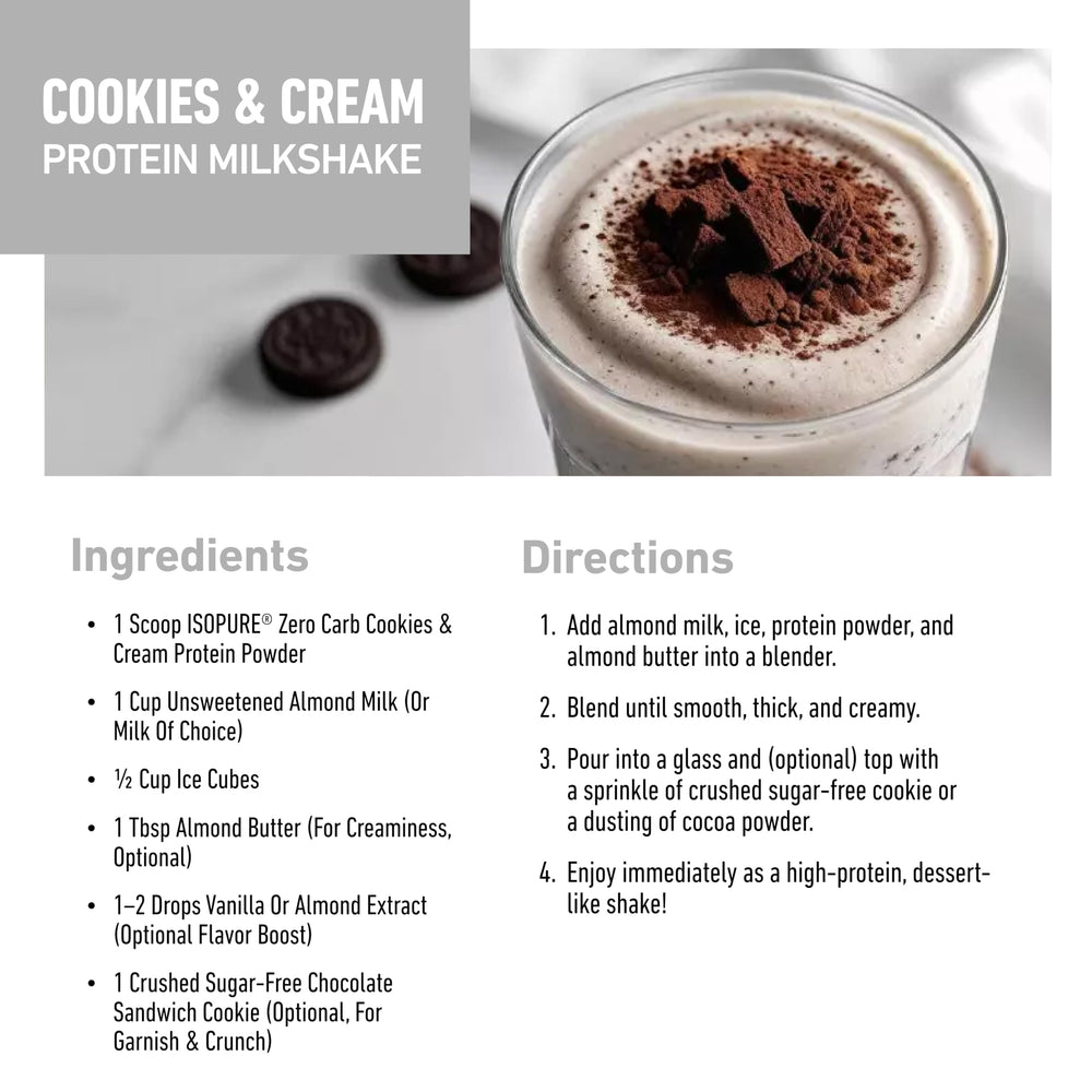 Isopure nutrition panel close-up highlighting vitamins and minerals
