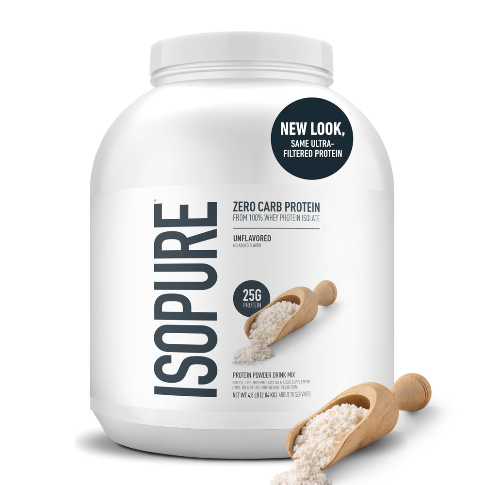 Isopure unflavored powder poured into batter for healthier snacks