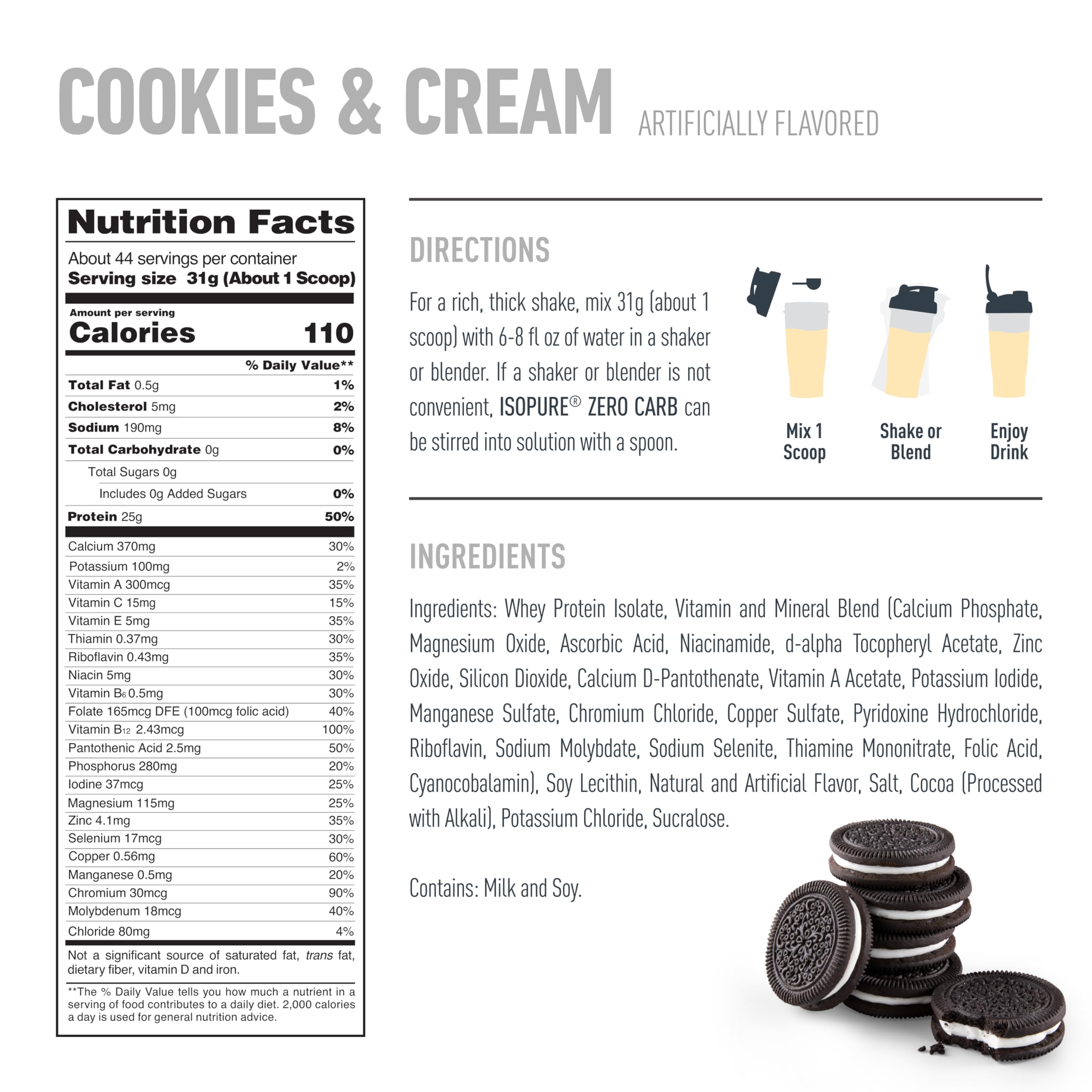 Isopure keto-friendly whey protein powder added to a shaker for a boost