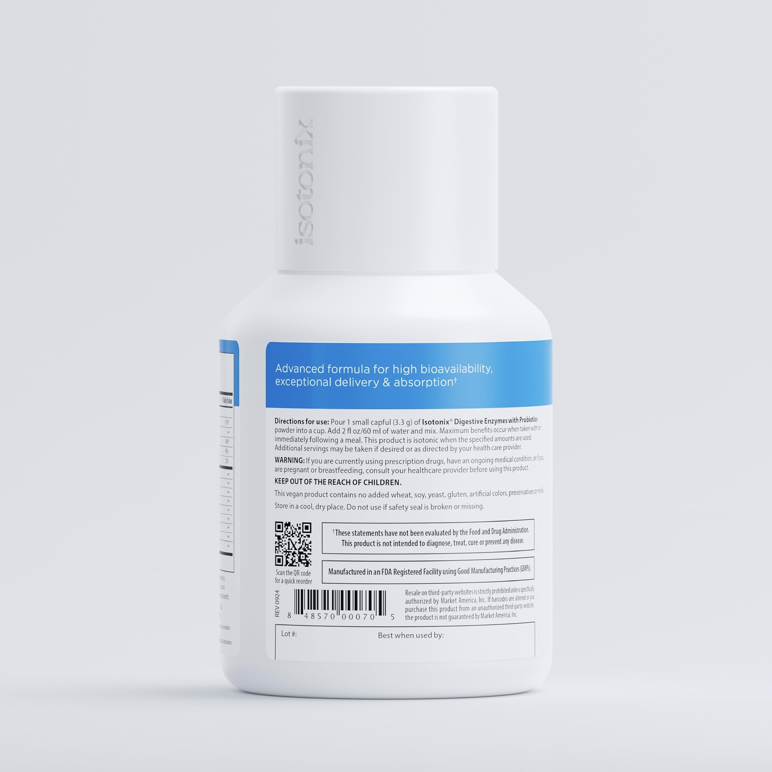 Isotonix Digestive Enzymes gut-balance graphic illustrates probiotic support.