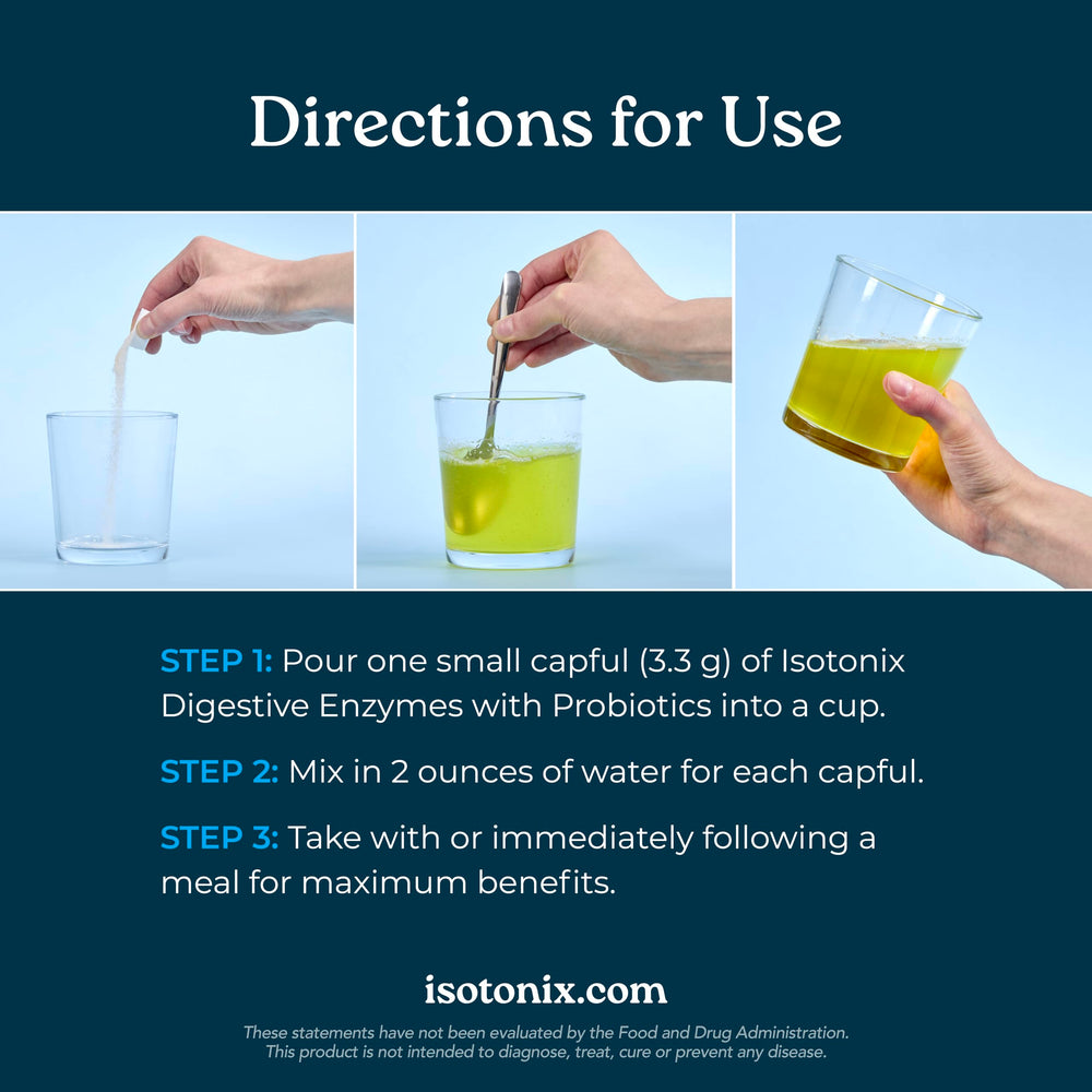 Isotonix Digestive Enzymes measuring-scoop emphasizes easy, consistent dosing with meals.