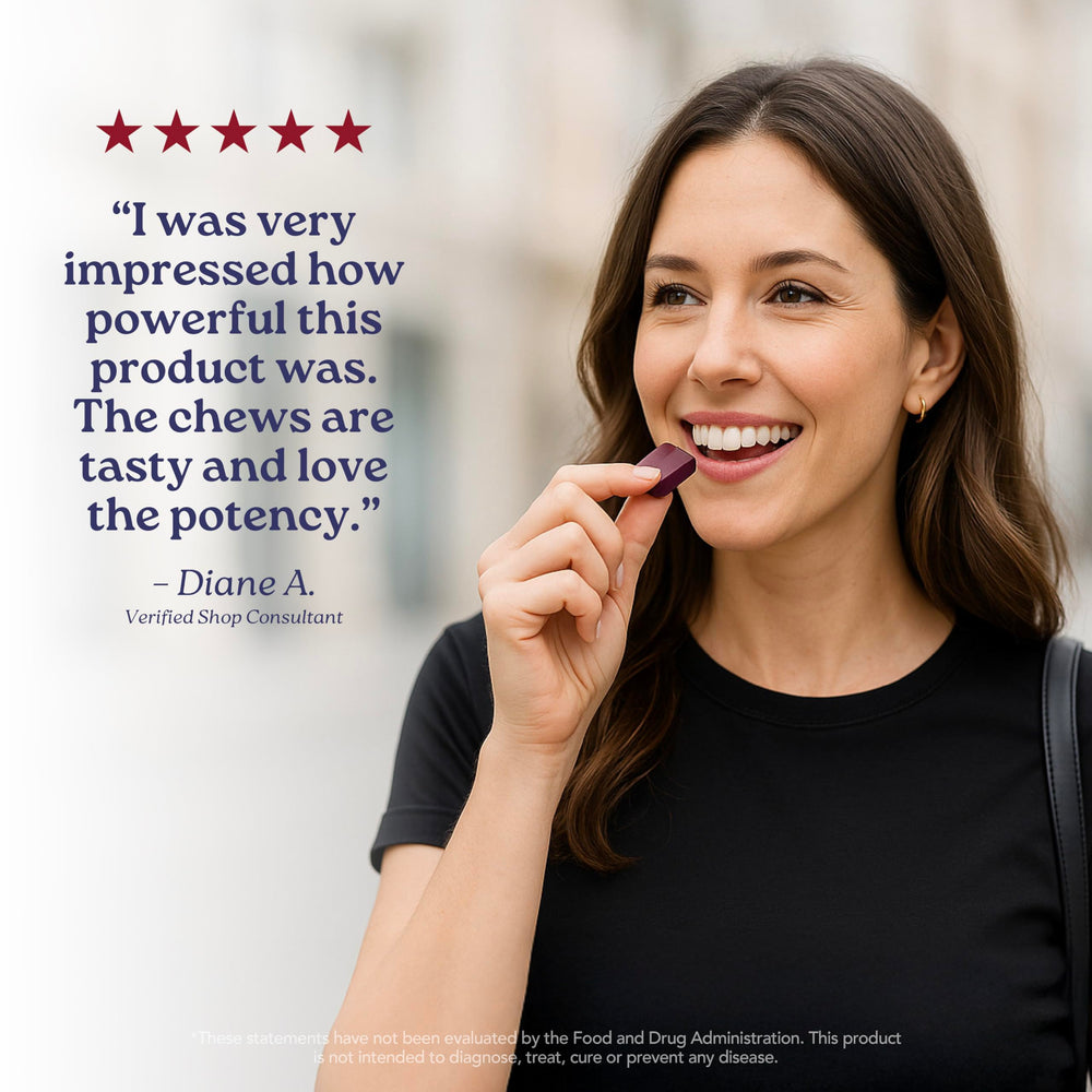 Isotonix OPC-3 antioxidant chews packaging closeup shows clean vegan-friendly formulation
