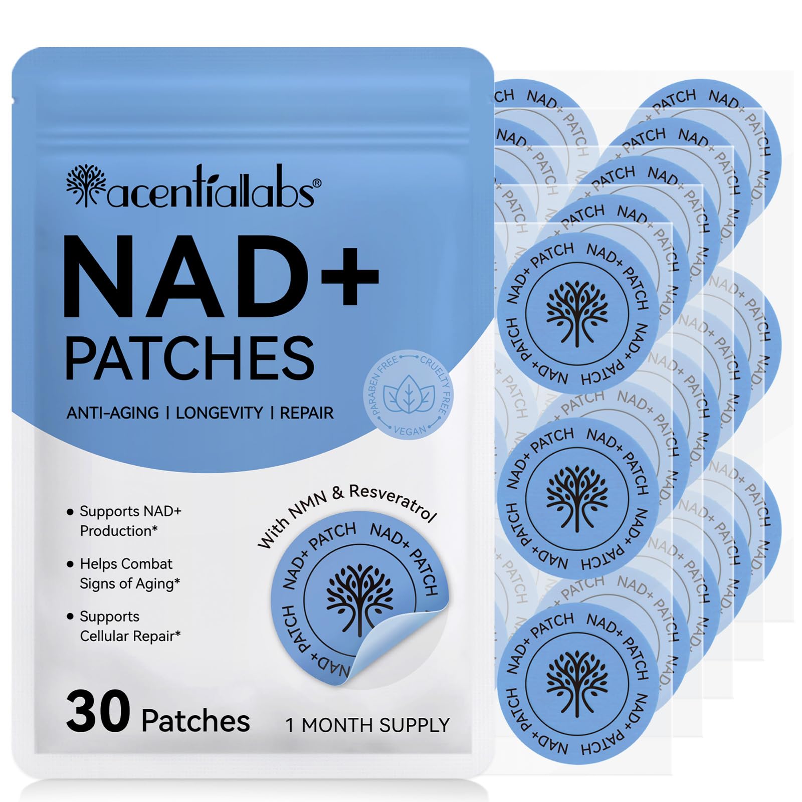 ISUNRISE NAD patch applied on skin for easy daily use and NAD+ support.