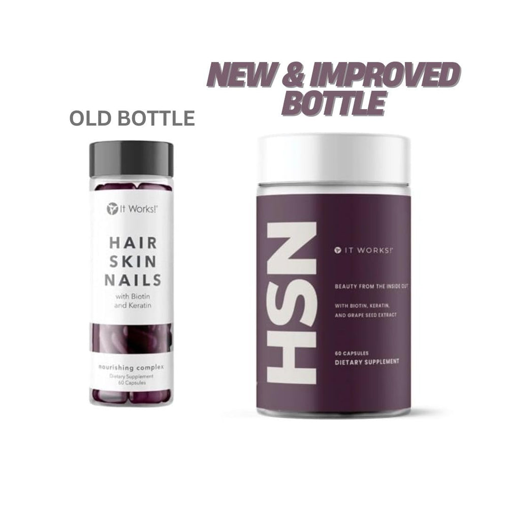 It Works! HSN capsules close-up highlighting keratin biotin for healthier-looking hair