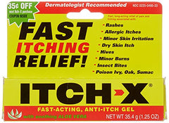 Itch-x anti-itch gel application shows easy, mess-free use.