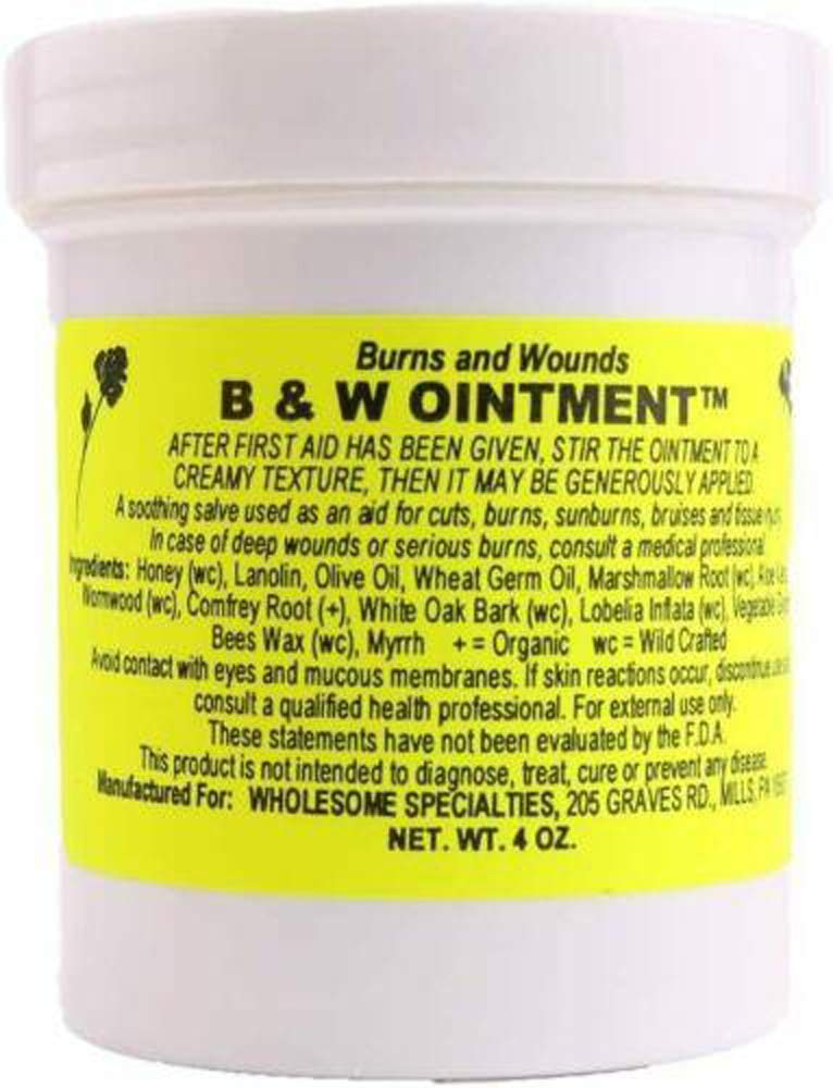 ITHARION Konvalia Naturals B&W Ointment bottle promotes gentle healing for burns.