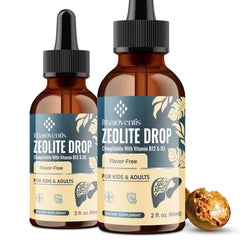 Itharoventis Zeolite Drops bottle pour scene highlighting gut balance benefits