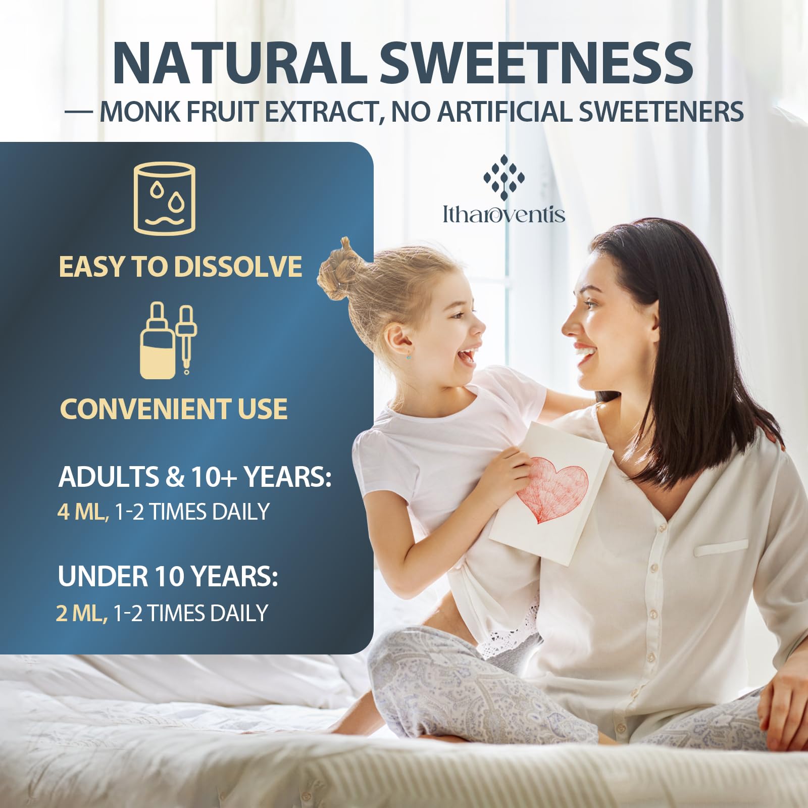 Itharoventis Zeolite Drops monk fruit flavor close-up with sugar-free claim