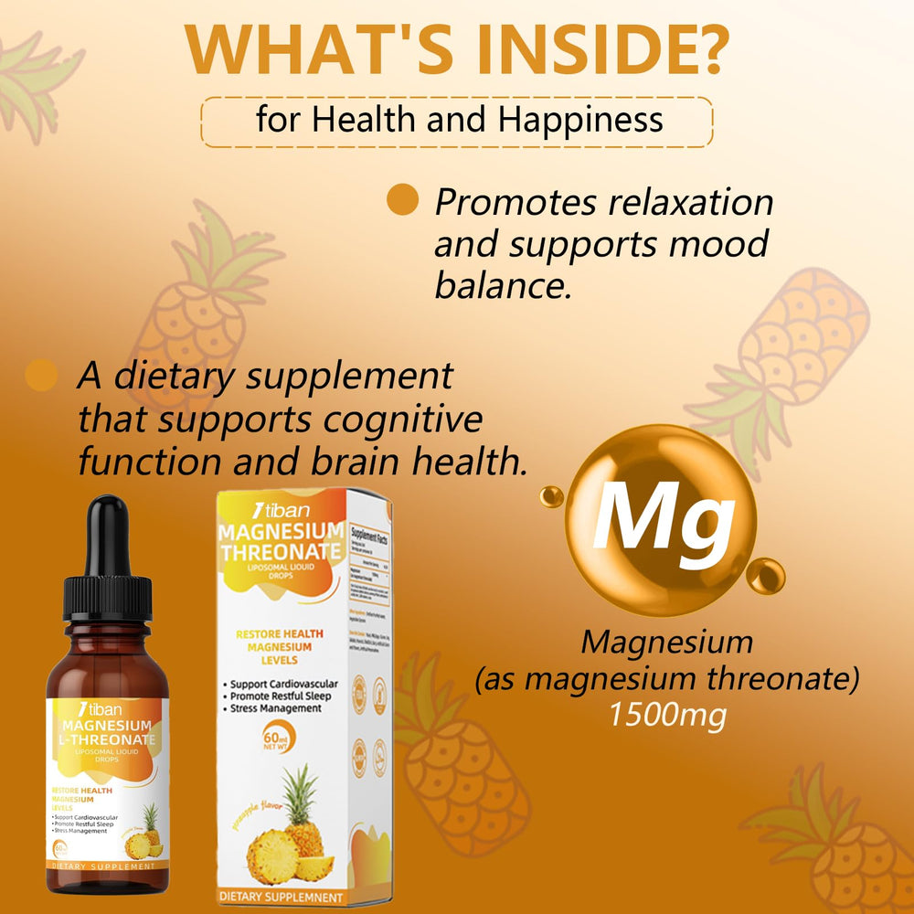 Itiban Magnesium L-Threonate liquid drops poured into a glass for easy daily dosing