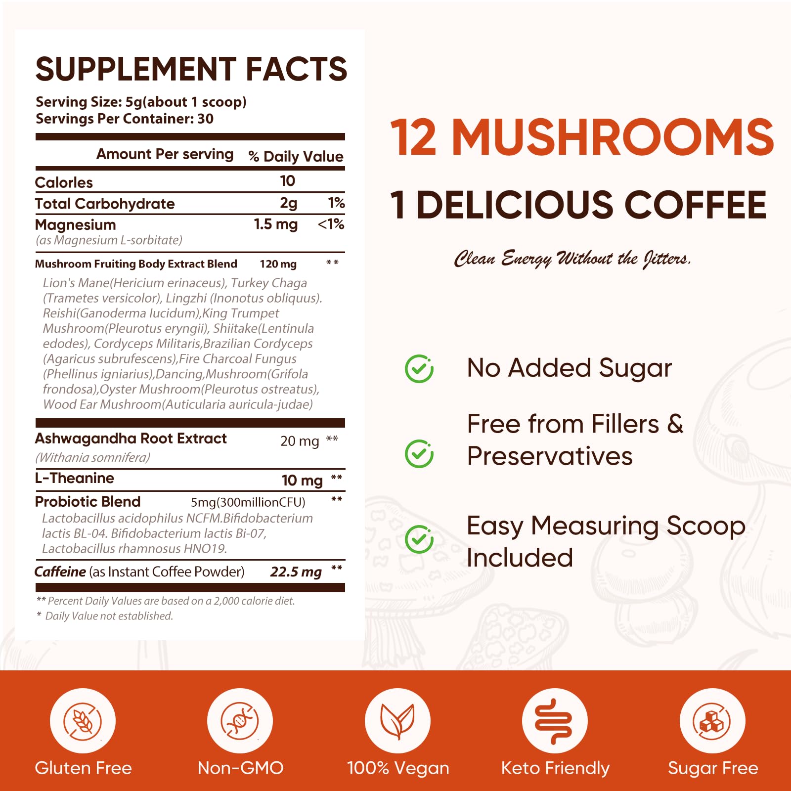 Itiban Mushroom Coffee Ashwagandha and Lion’s Mane scoop for mindful boost.