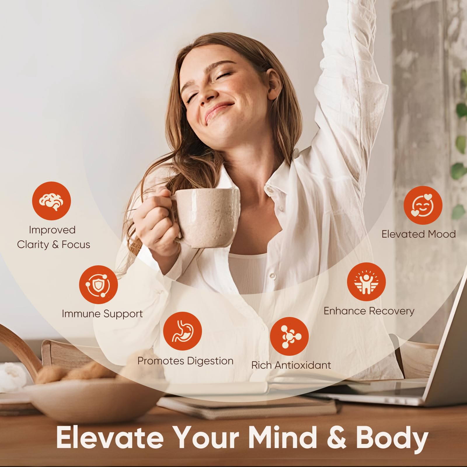 Itiban Mushroom Coffee Chaga and Reishi cup highlighting smooth flavor.