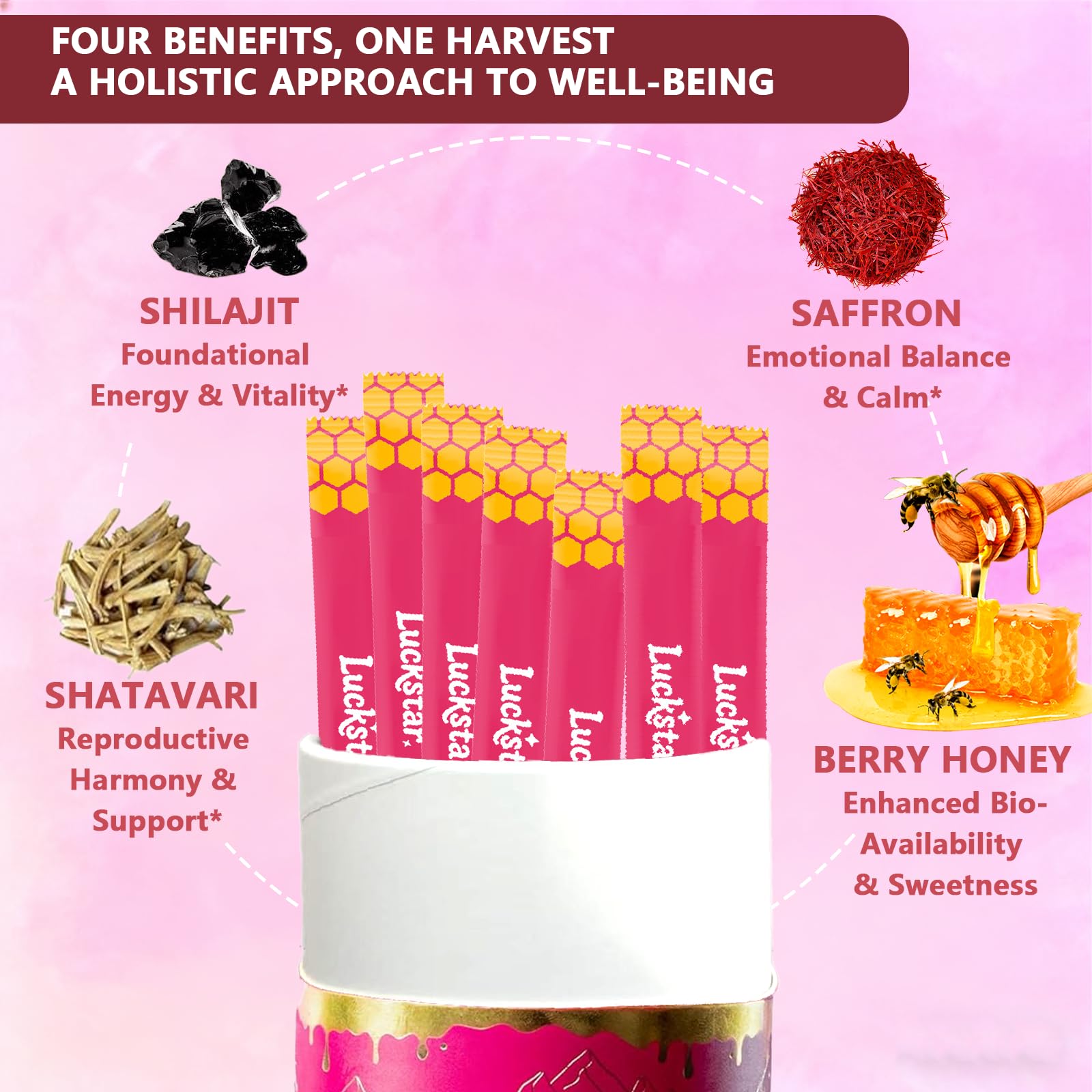 Itiban Shilajit Honey Stick beside a cup of tea.