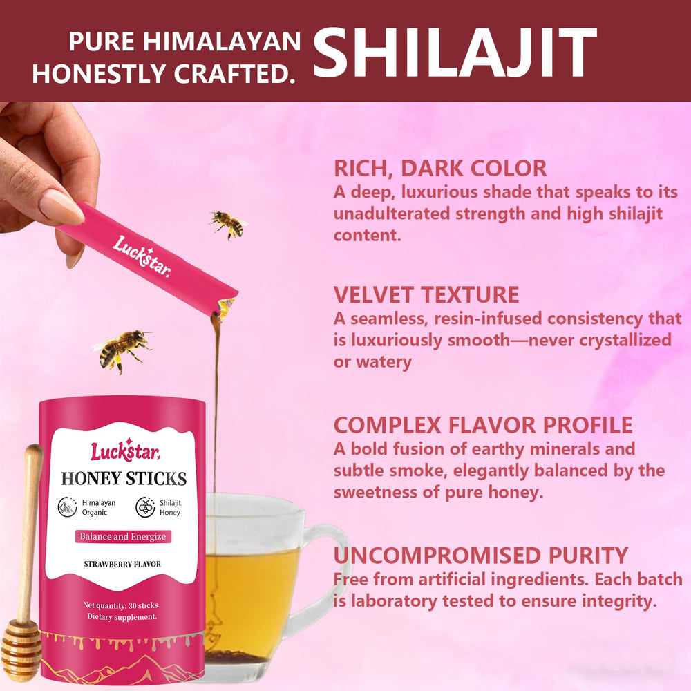 Itiban Shilajit Honey Stick pouring into tea to boost energy.