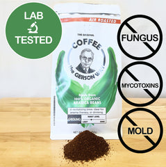 IT'S GERSON GOOD Coffee The Gerson Way air roast process reveals even color and balanced flavor