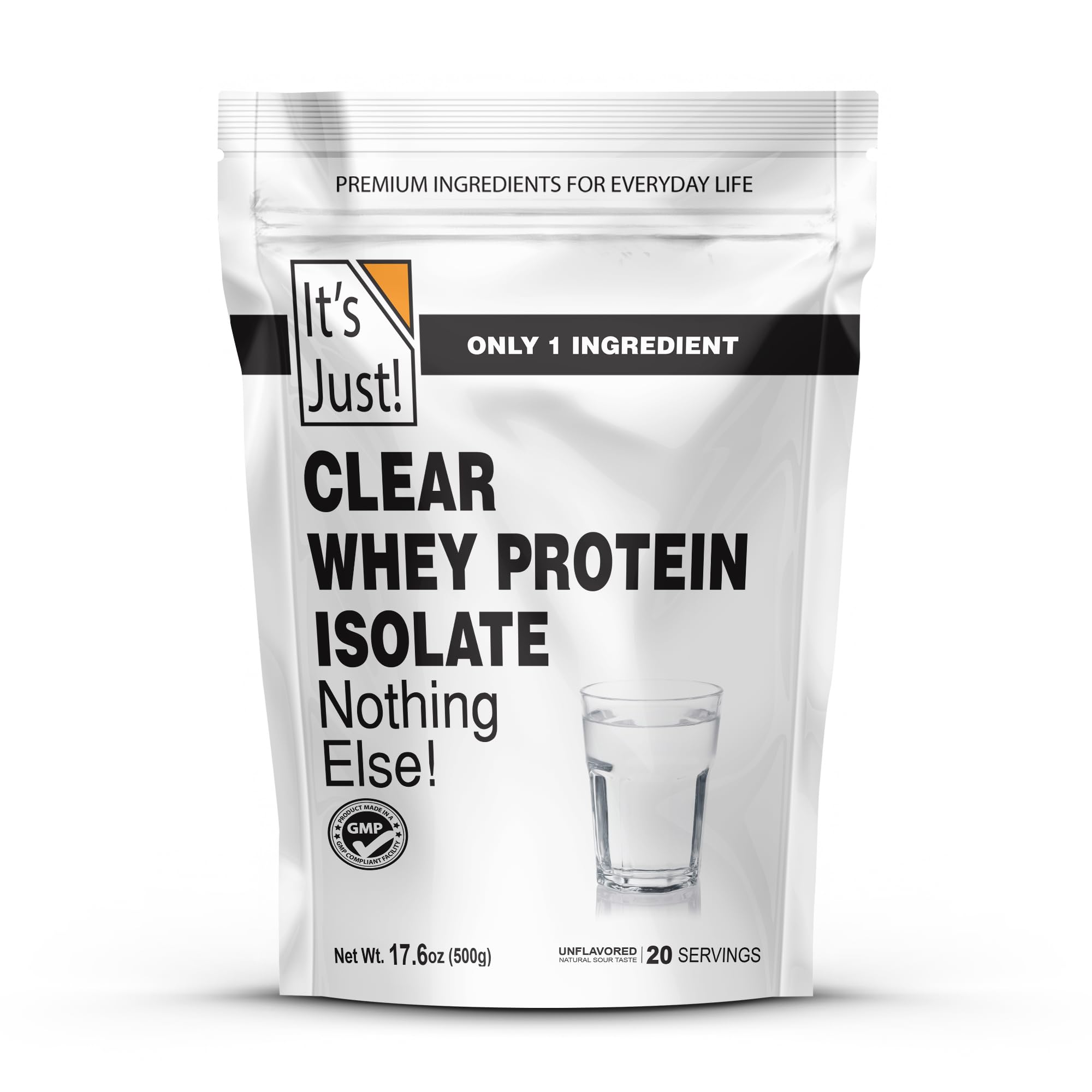 Its Just! Clear Whey Isolate container with unflavored protein for customizable shakes.