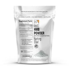 It's Just! HMB powder scoop showing precise 1000mg serving guidance