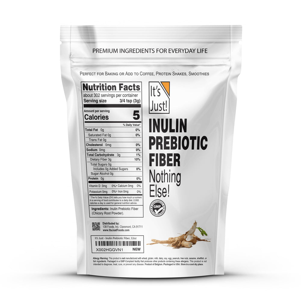 It's Just! prebiotic fiber scoop highlights convenient daily dosing.