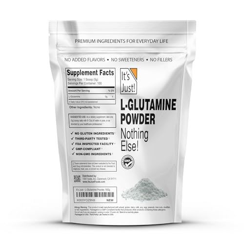 It's Just! L-Glutamine scoop dispensing convenient daily servings
