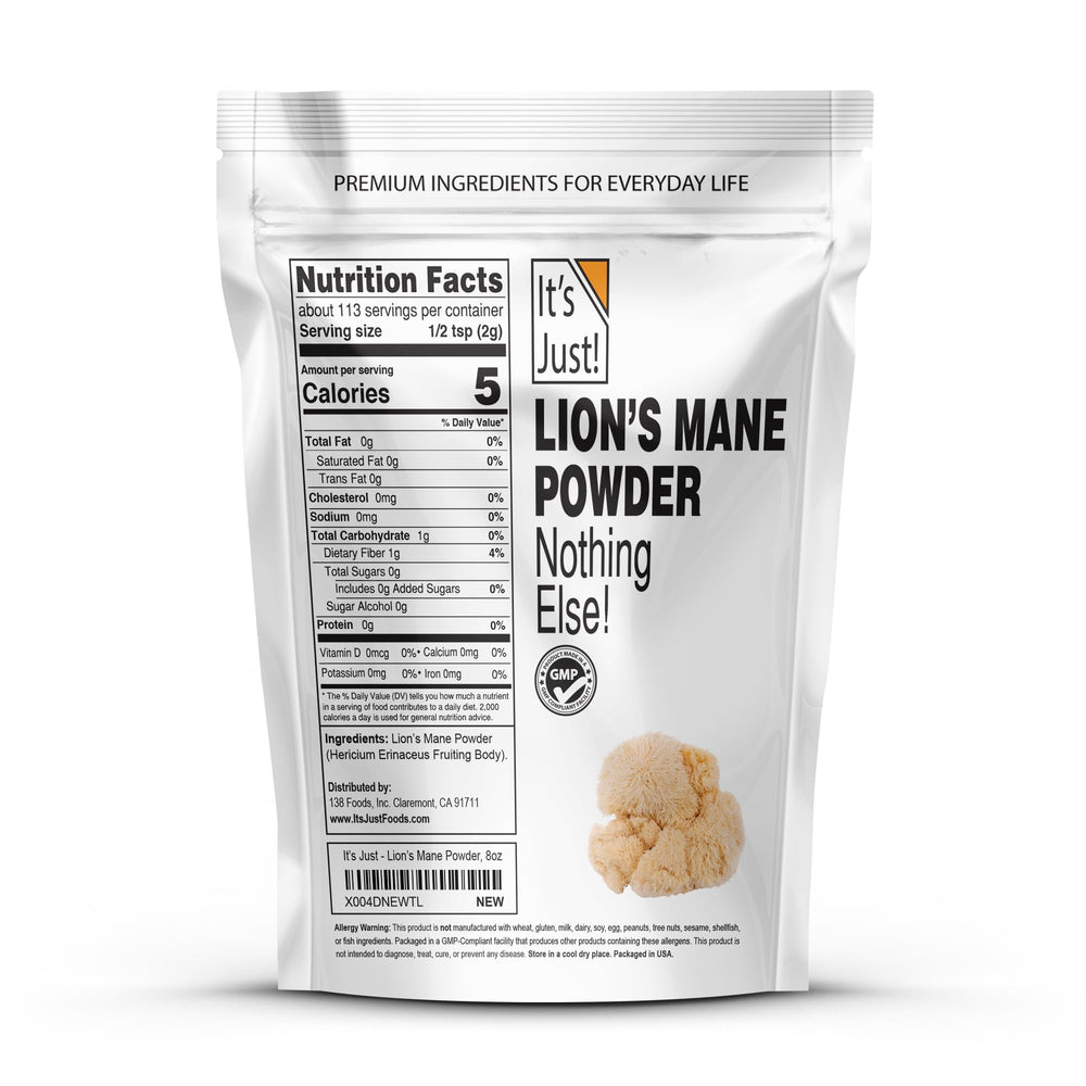It's Just! Lion's Mane powder in coffee ready to boost focus and alertness.