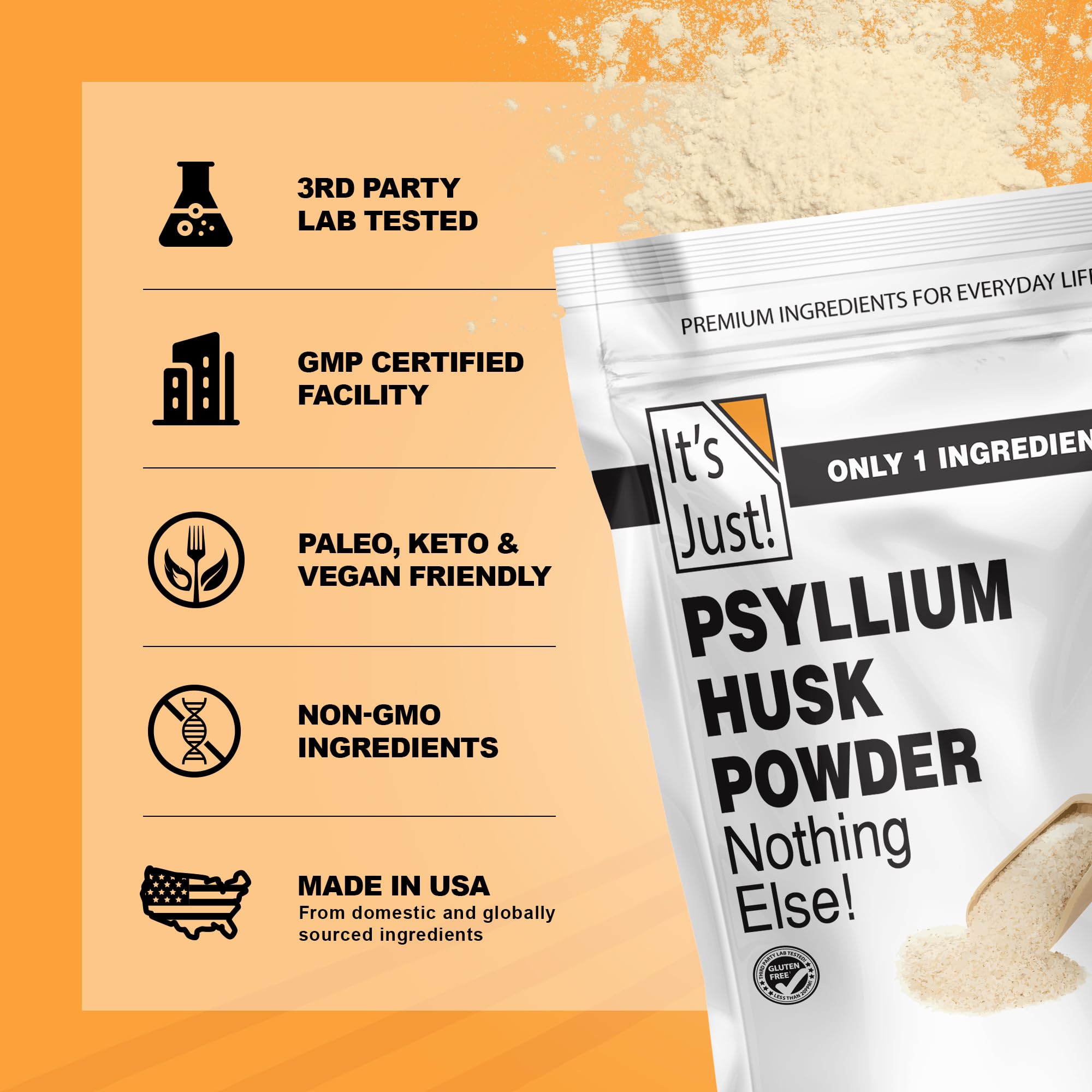 It's Just! psyllium husk powder California packaging supports freshness