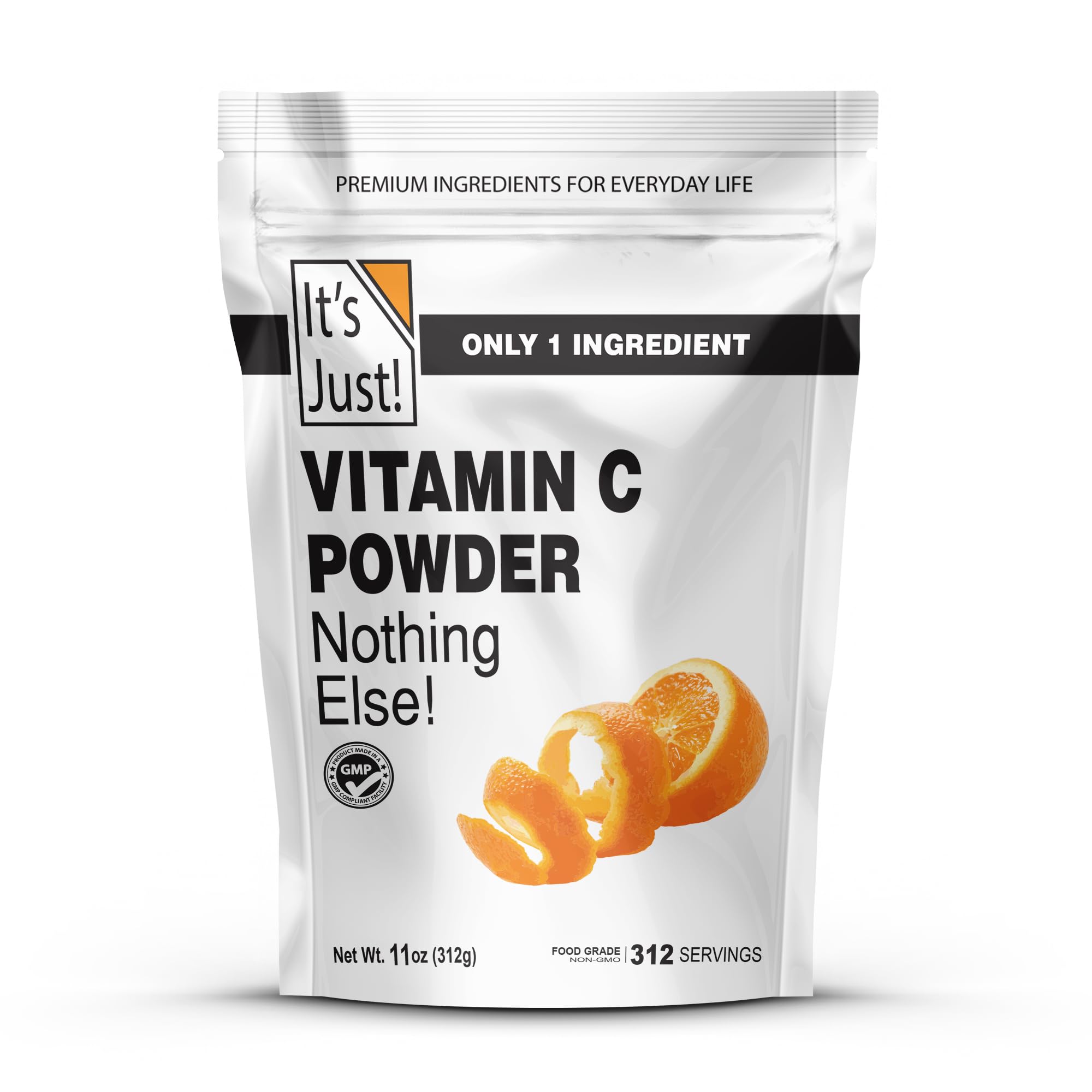 It's Just! Vitamin C Powder bottle front showing pure, food-grade vitamin C for daily use
