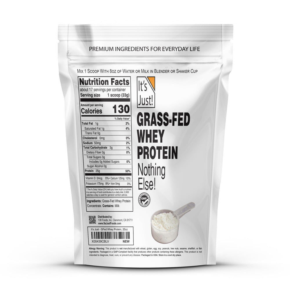 Its Just! whey powder texture close-up highlighting purity for shakes.
