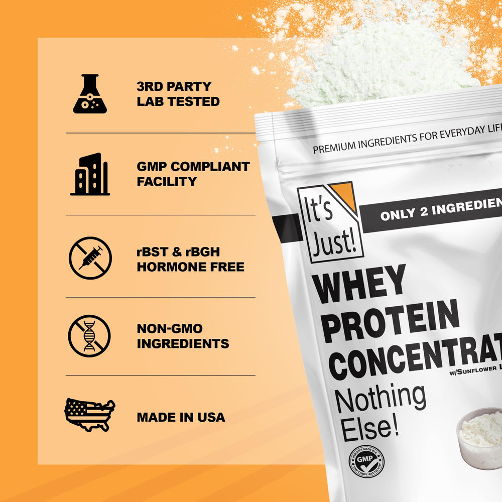 It's Just! whey protein concentrate in a shake demonstrates versatile use.