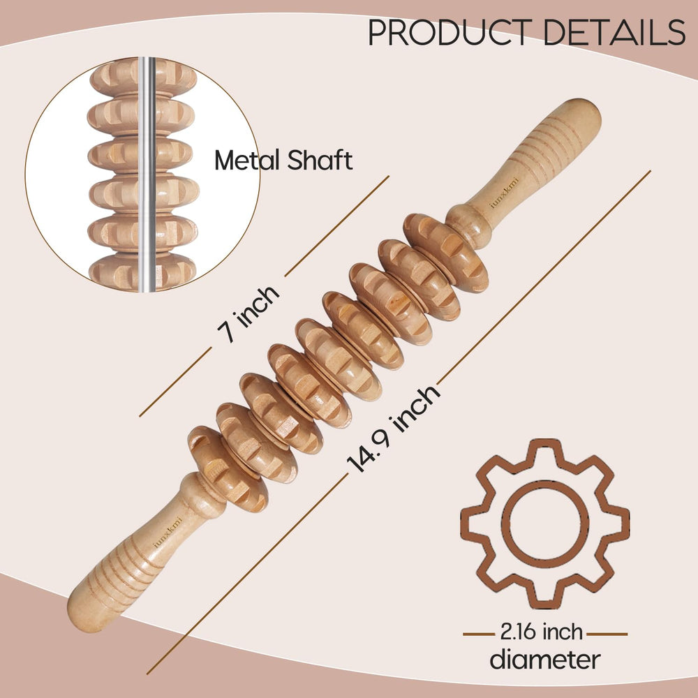 iunxkmi wood therapy roller stick neck massage for tension relief
