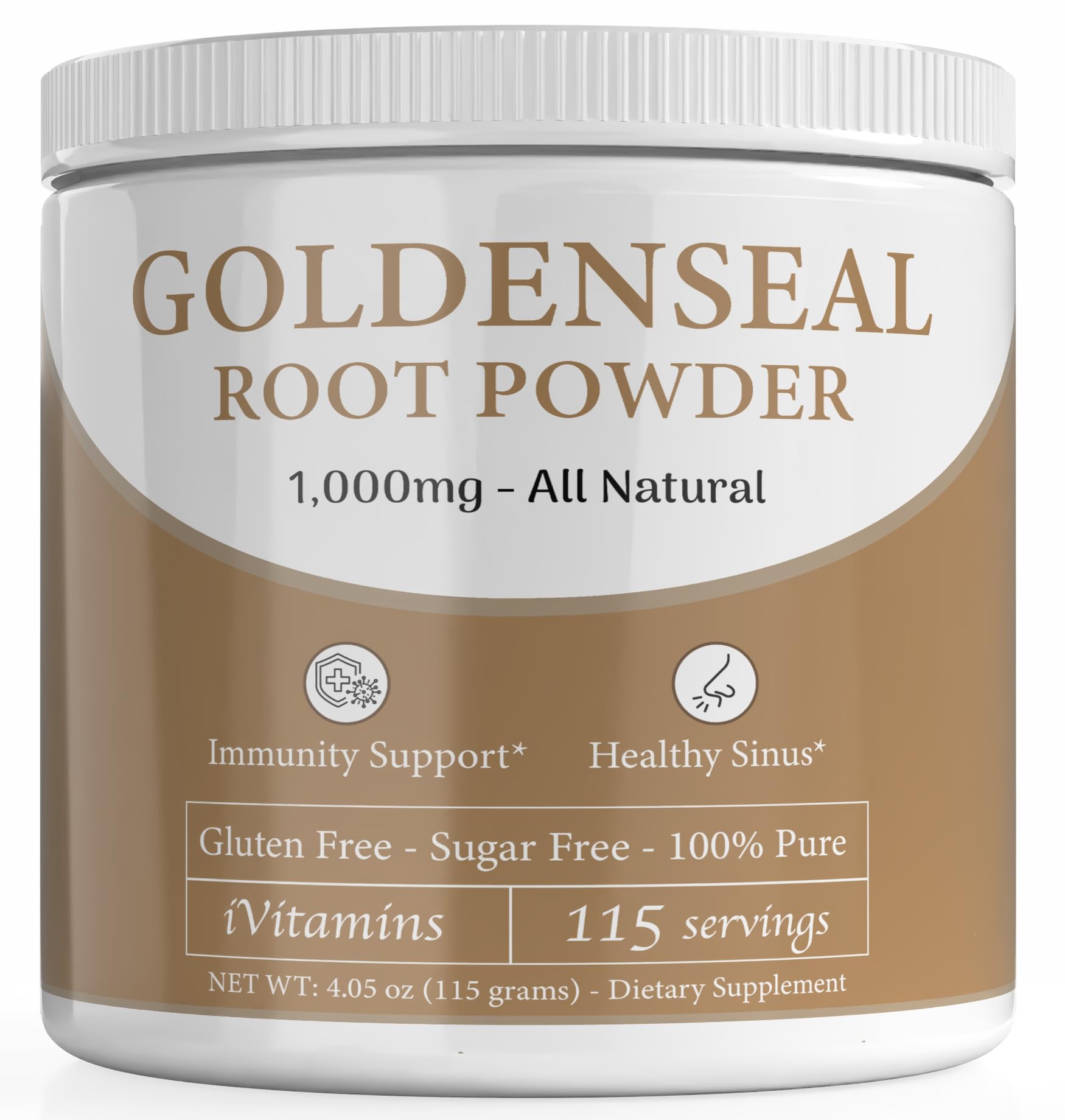 iVitamins Goldenseal Powder bottle front for immune support.