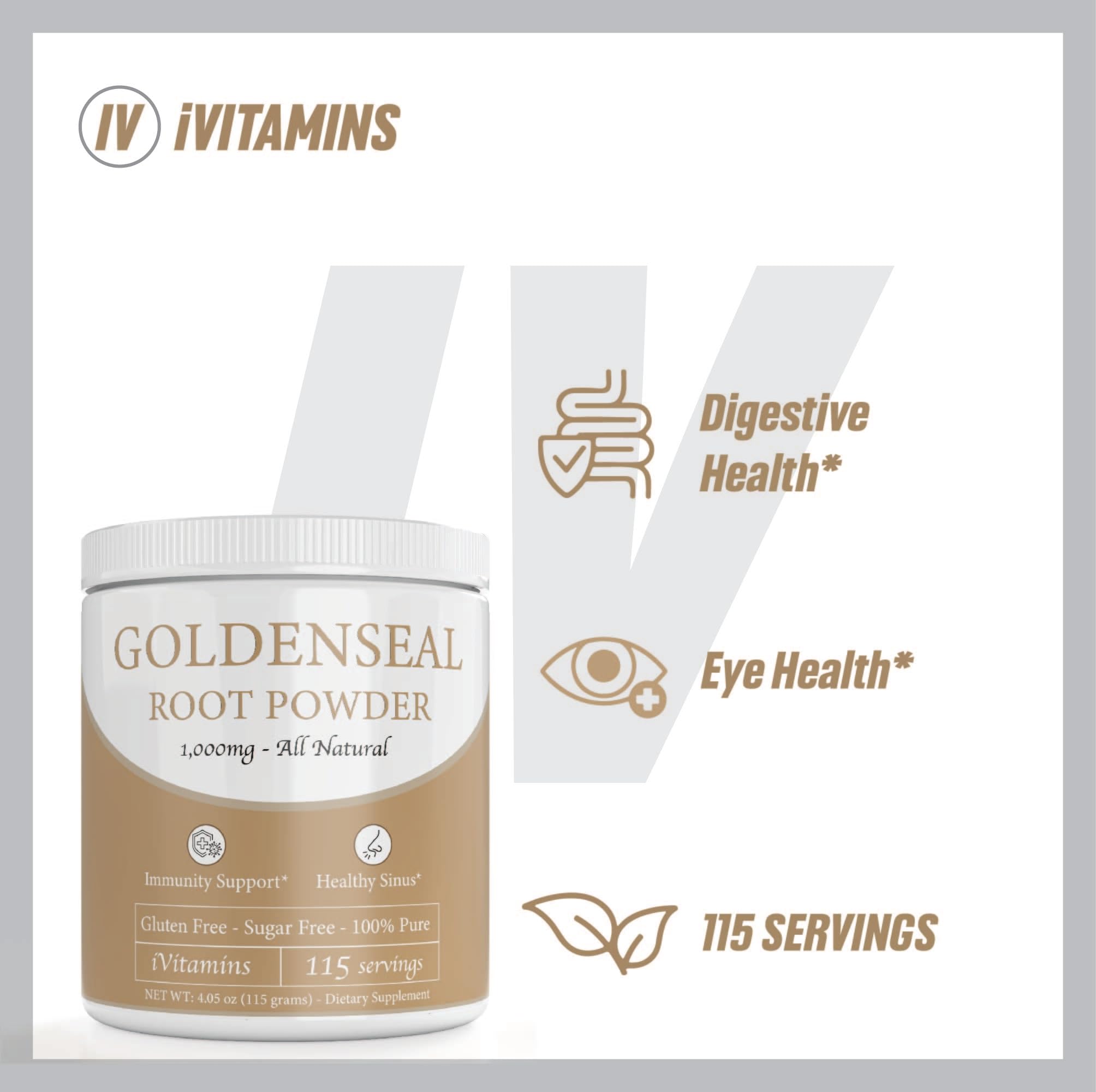 iVitamins Goldenseal powder stirred into a drink for daily wellness.