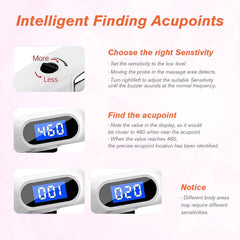 iVOLCONN acupoint-detection feature with body probe targets muscle areas for focused relief.