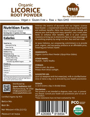 Iyasa Holistics Licorice Root Powder being scooped to flavor tea or blends.