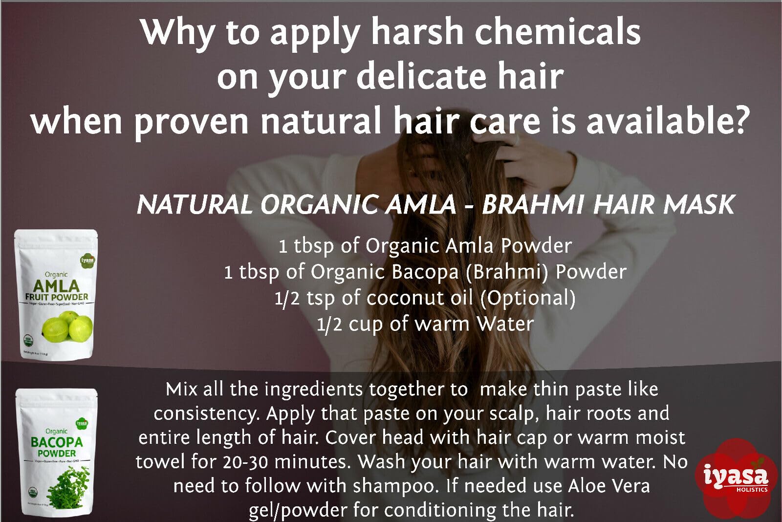 Amla powder applied in a hair care routine as a mask.